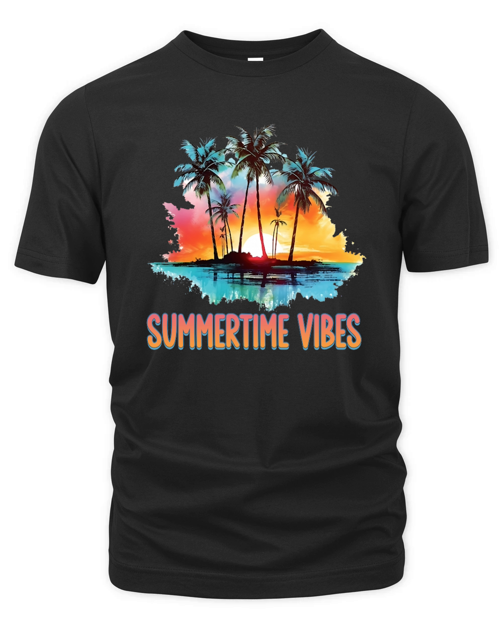 Summertime Vibes 80s Sunset Palm Tree Organic Unisex T-shirt