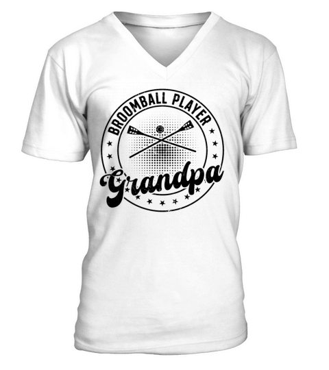 Broomball Player Grandpa V-Neck T-shirt