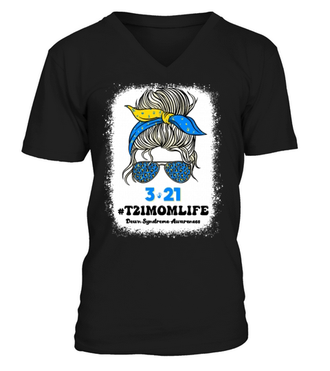 T21 World Down Syndrome Day 321 Awareness Support V-Neck T-shirt