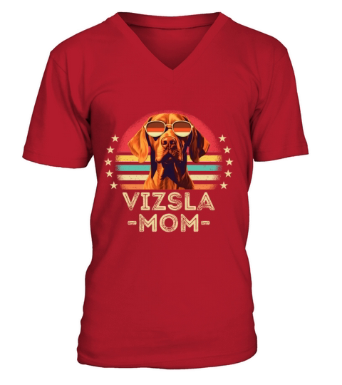 Vizsla mom retro V-Neck T-shirt