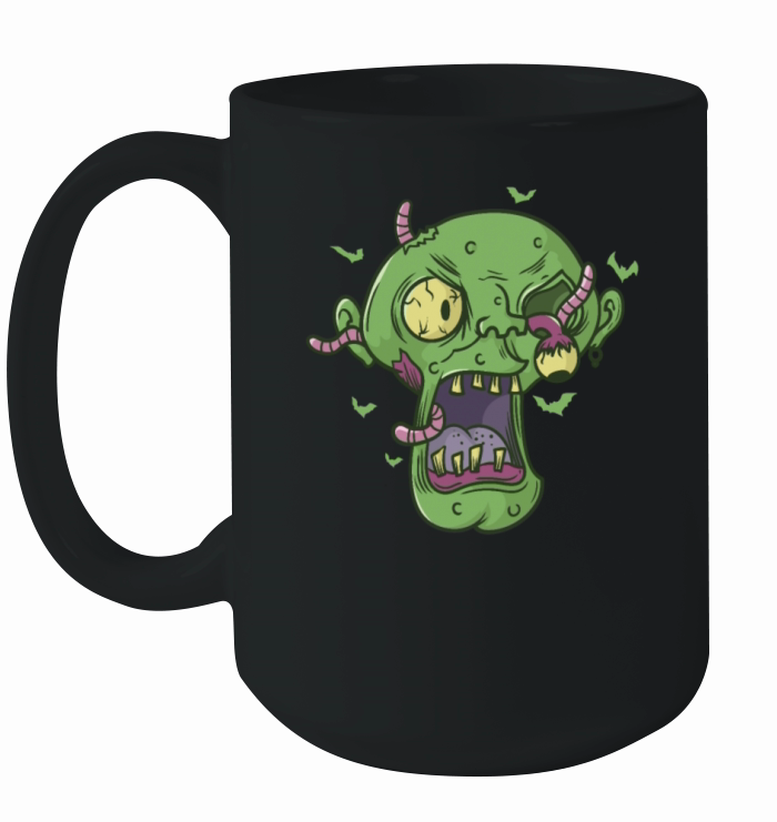 creepy Halloween Head with Worms Ceramic Mug
