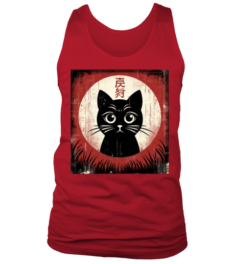 Silhouette Japanese Kitten Retro Cute Vintage Cat Tank Top Unisex