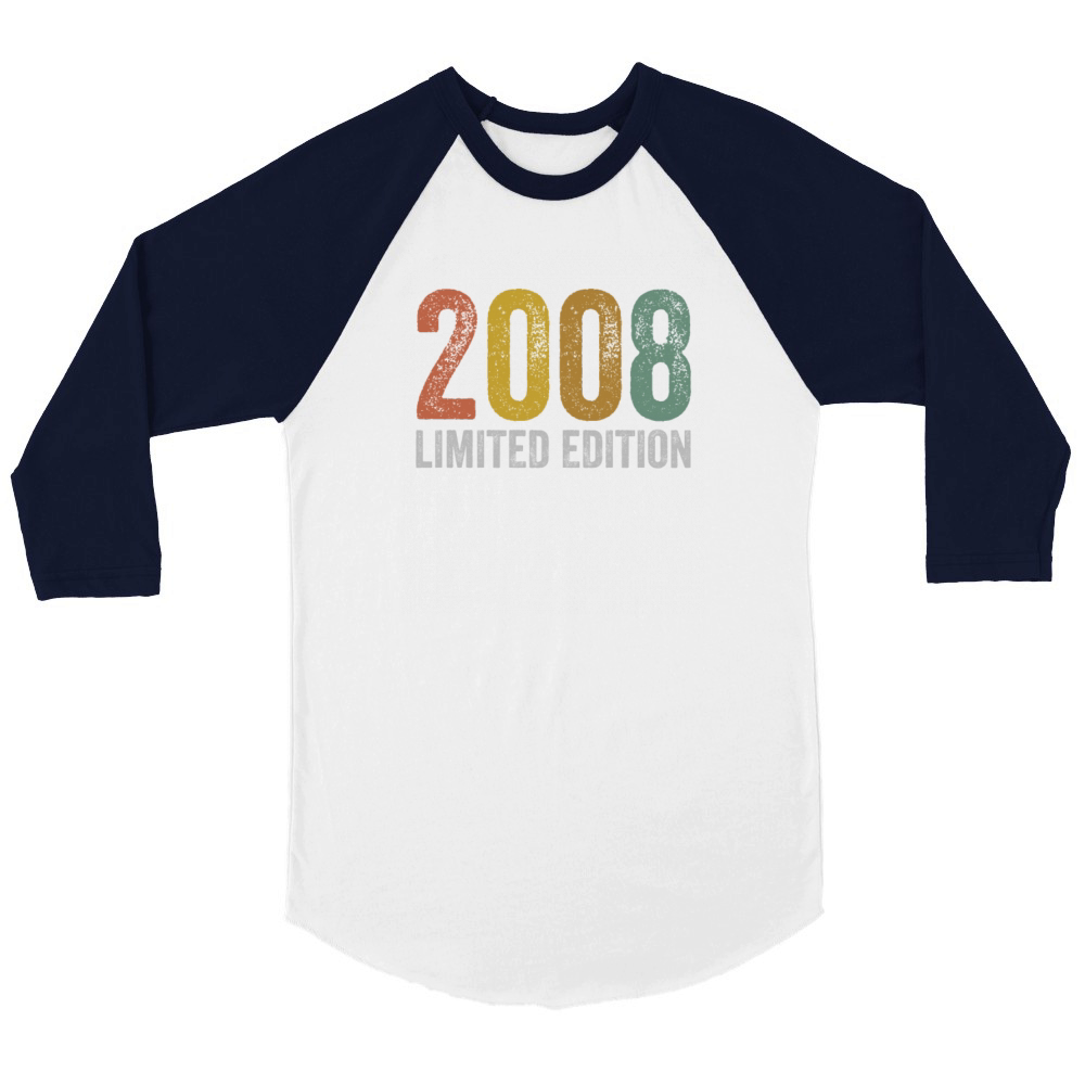 Birthday 2008 Limited Edition Unisex ¾ sleeve Raglan T-shirt