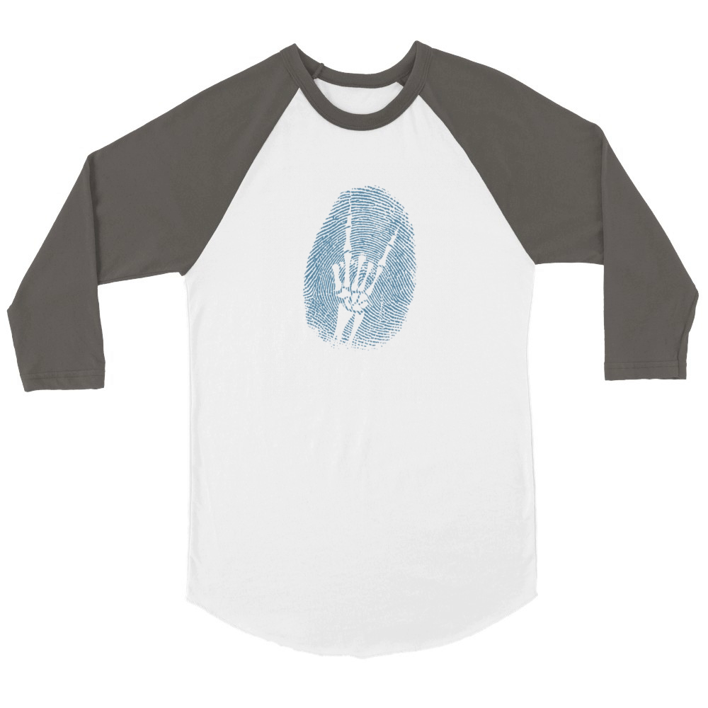 Heavy Metal Fingerprint Music Genre Unisex ¾ sleeve Raglan T-shirt