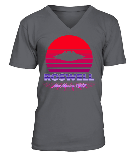 Roswell UFO Incident 1947 Retro Violett Sunset V-Neck T-shirt