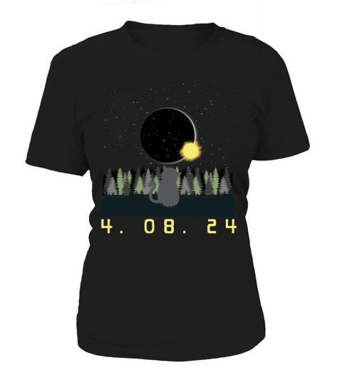 Funny Cat Watching Total Solar Eclipse 2024 Women's T-Shirt