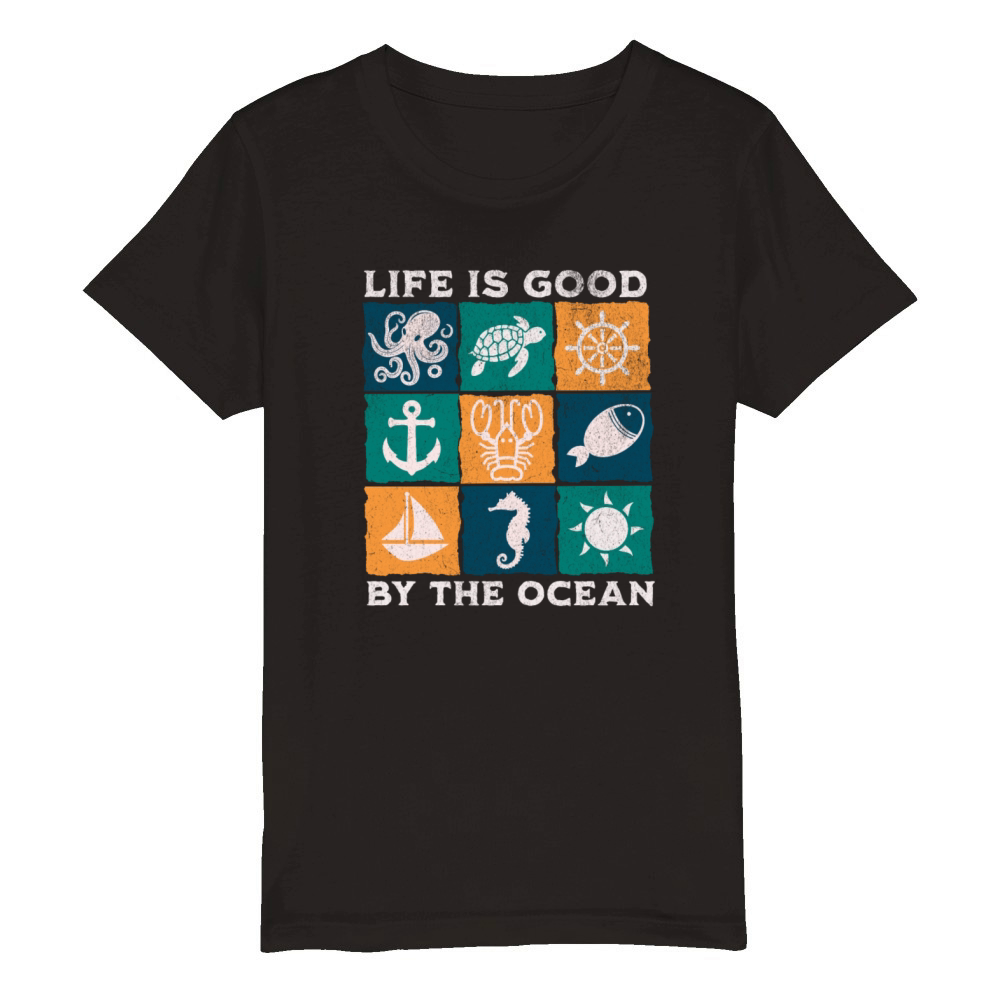 by the ocean Organic Kids Crewneck T-shirt