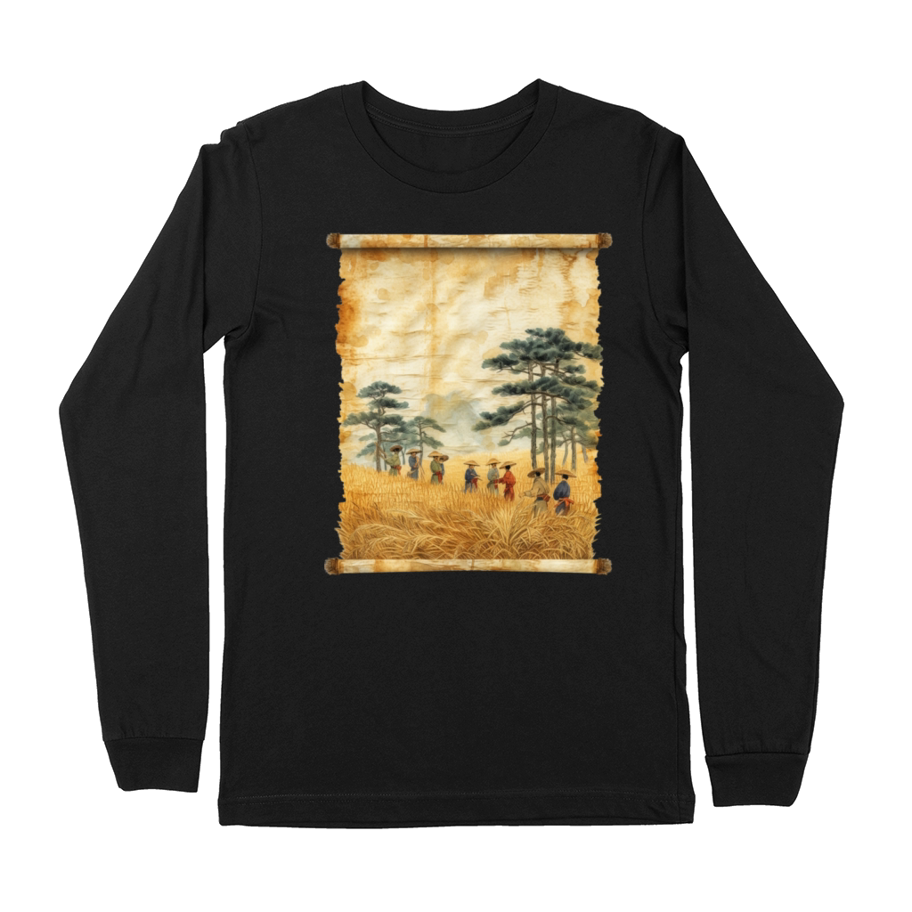 Farming Papyrus Scroll Japanese Art Farmer Rice Premium Long Sleeve