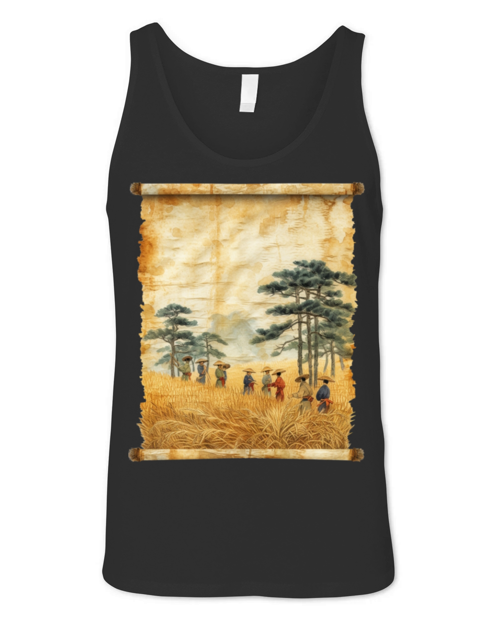 Farming Papyrus Scroll Japanese Art Farmer Rice Unisex Jersey Tank