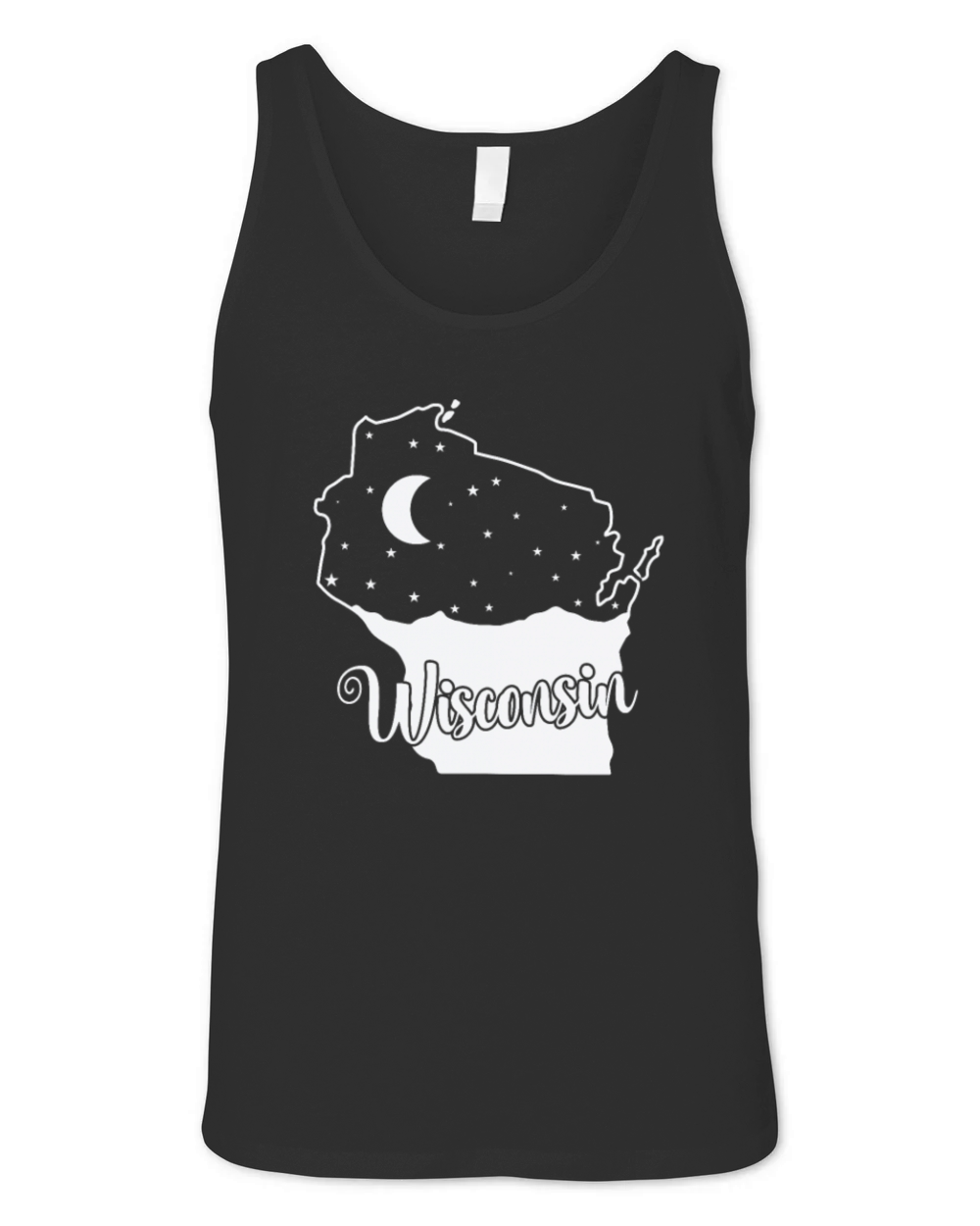 Wisconsin Skyline in Map Outline USA Unisex Jersey Tank