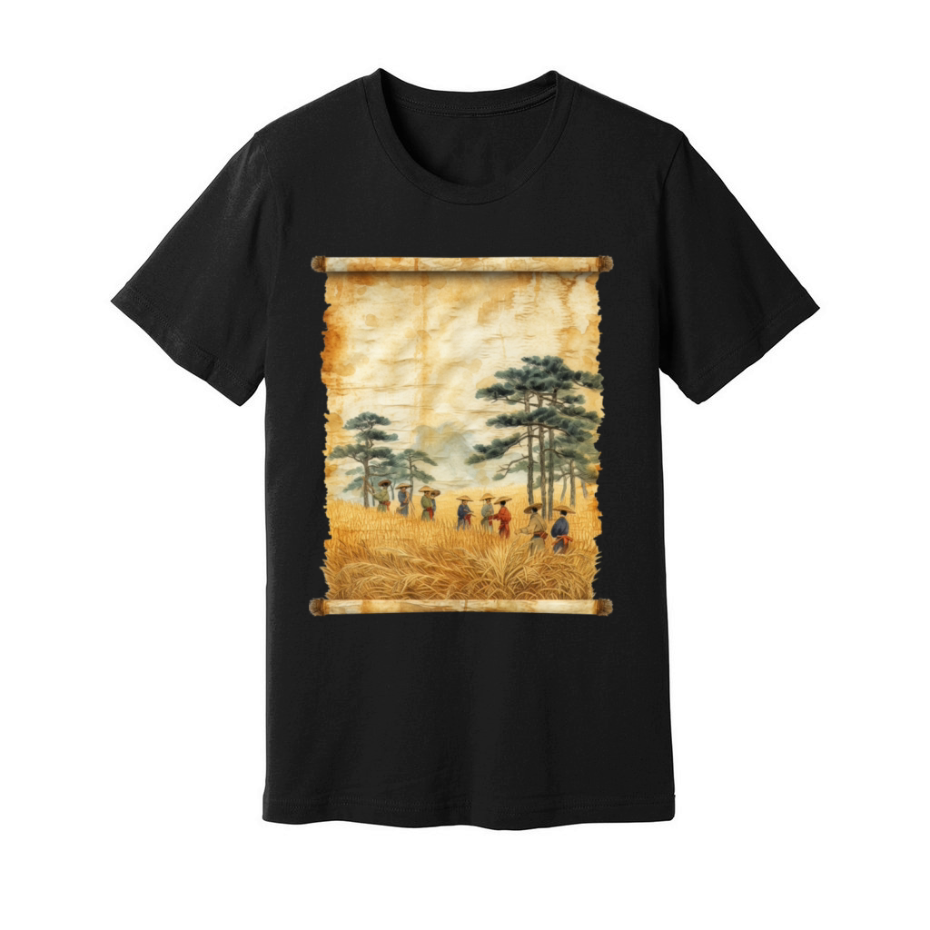 Farming Papyrus Scroll Japanese Art Farmer Rice Unisex Jersey Tee