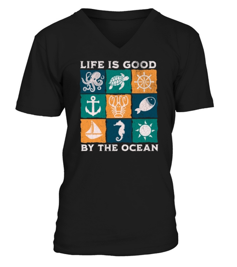 by the ocean V-Neck T-shirt