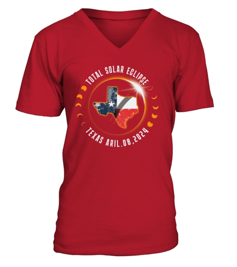 Total Solar Eclipse Texas April 2024 b V-Neck T-shirt