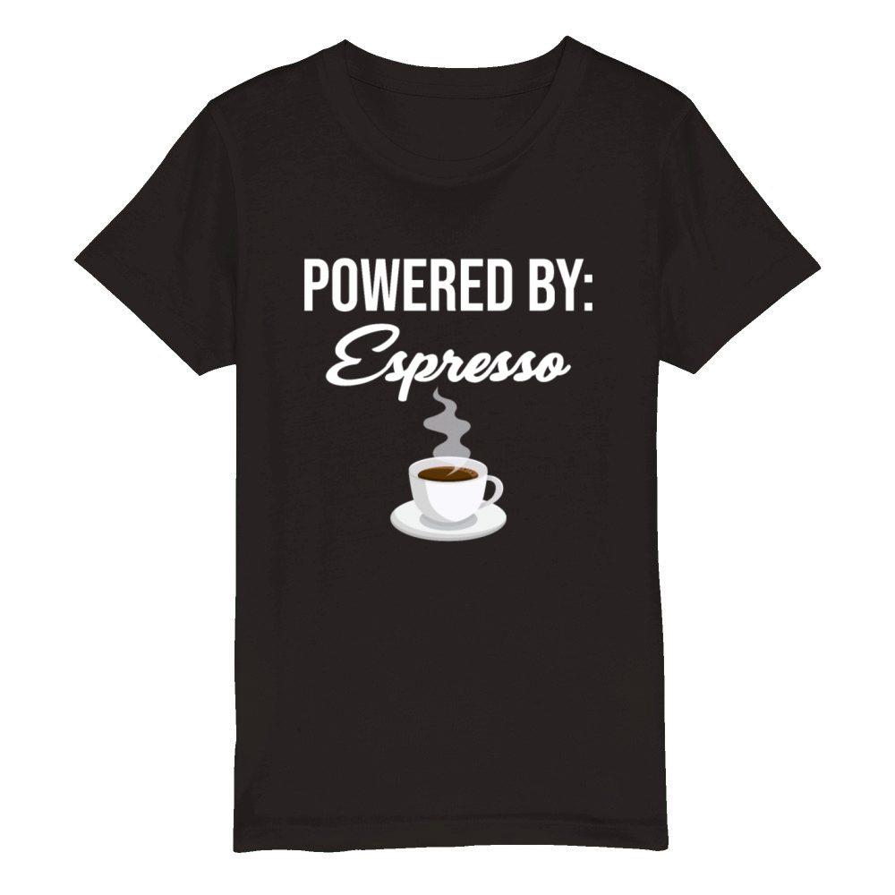 Powered By Espresso Lovers Barista Caffeinated Organic Kids Crewneck T-shirt