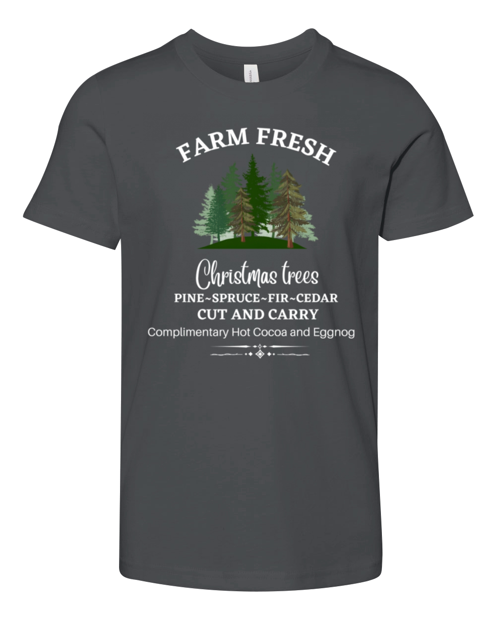 Farm Fresh Trees E Spruce Fir Ceder Youth Unisex Jersey Tee