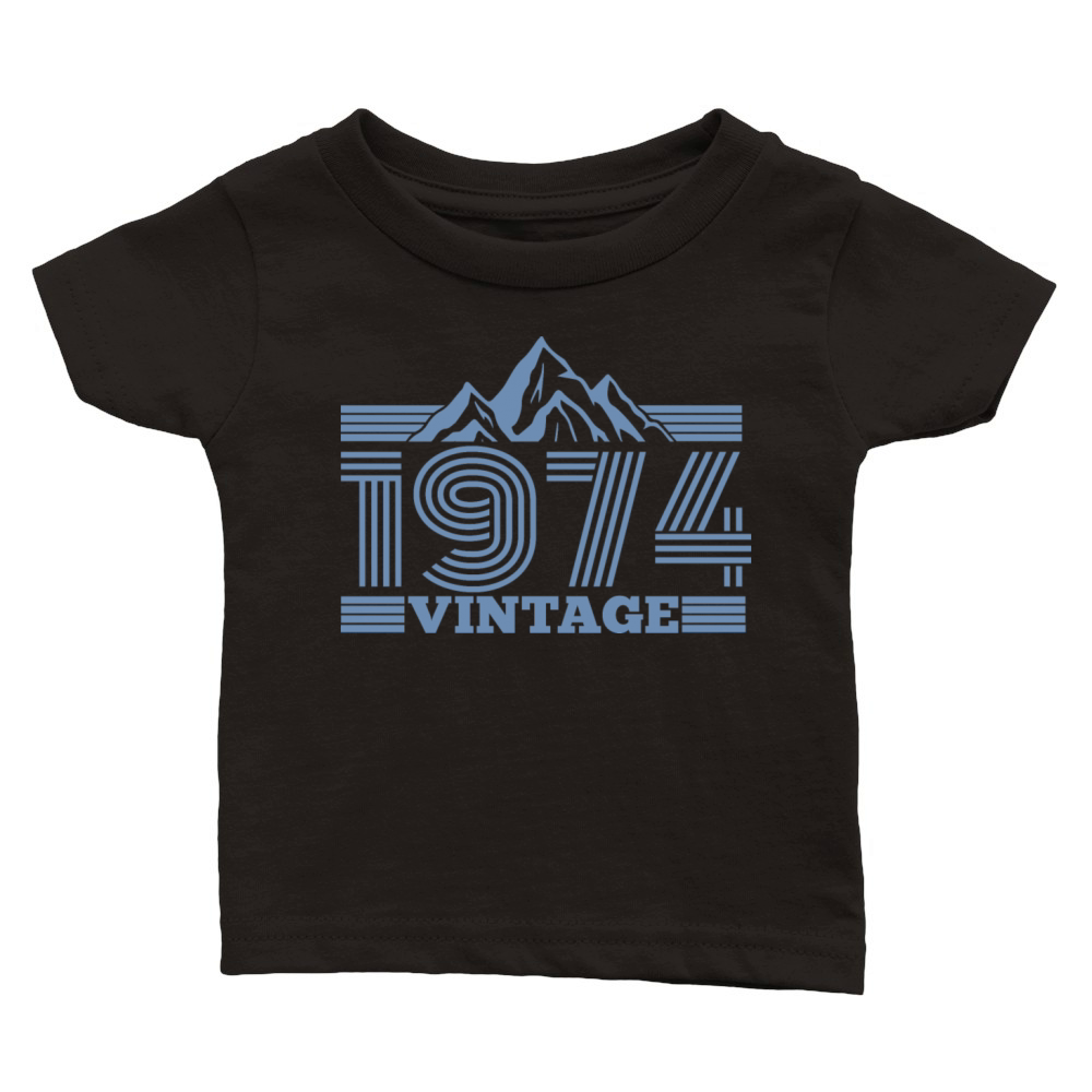 vintage 1974 birthday mountains hiking climbing Classic Baby Crewneck T-shirt