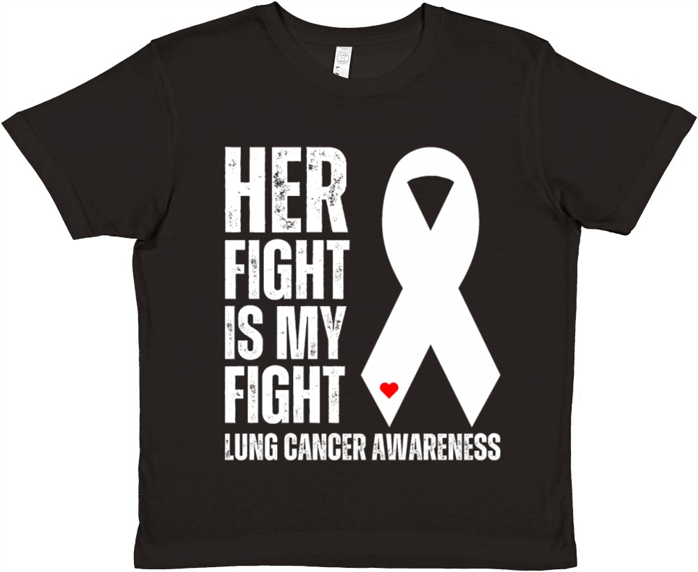 Her Fight Is My Fight Lung Cancer Supportive Premium Kids Crewneck T-shirt