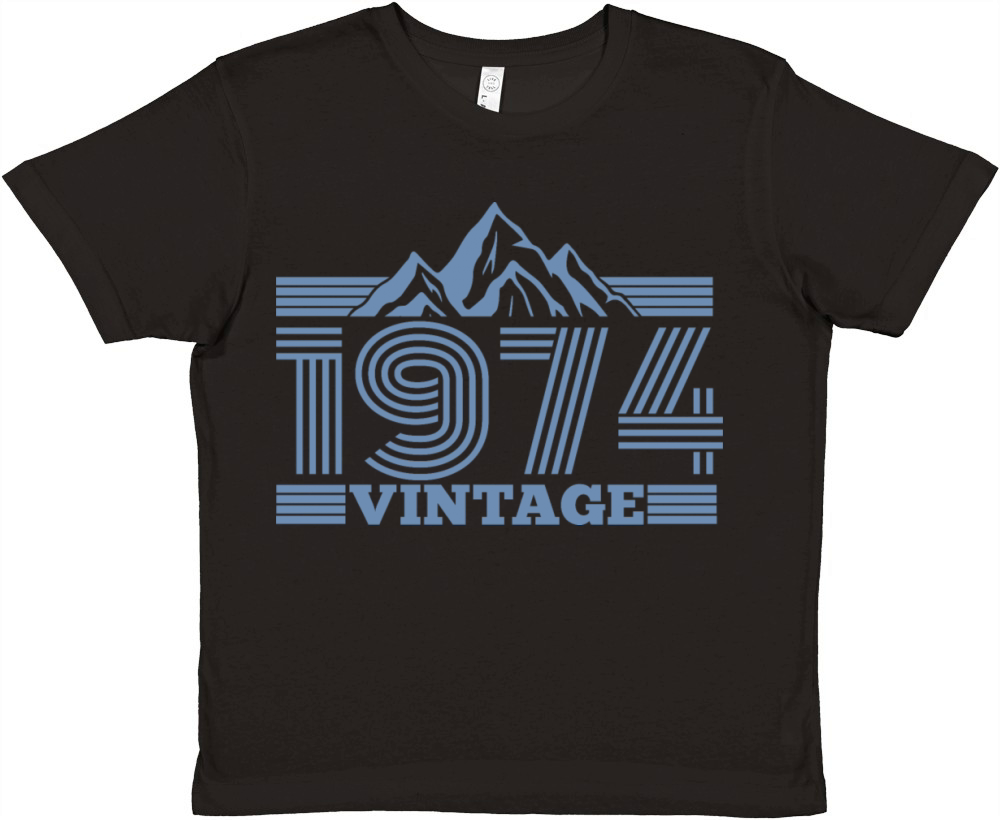 vintage 1974 birthday mountains hiking climbing Premium Kids Crewneck T-shirt