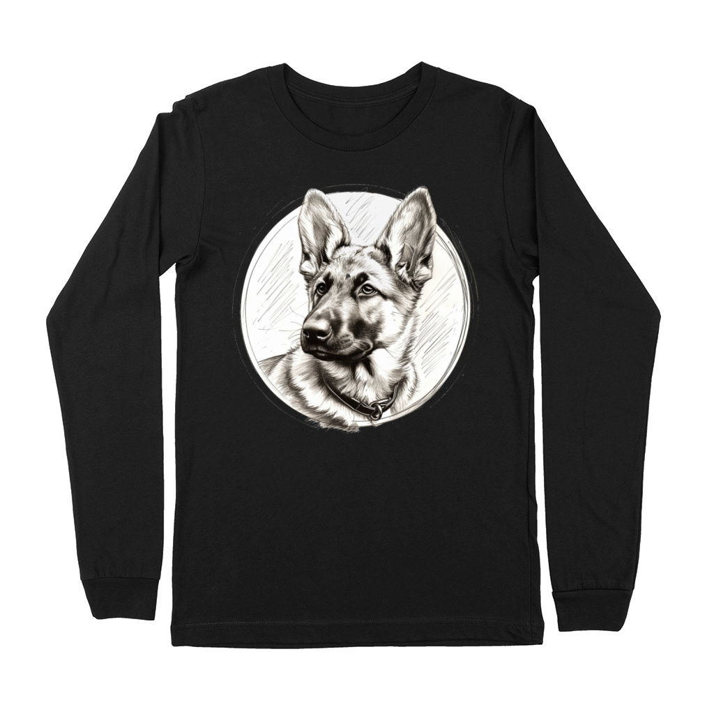 German sheperd puppy portrait pencil sketch Premium Long Sleeve