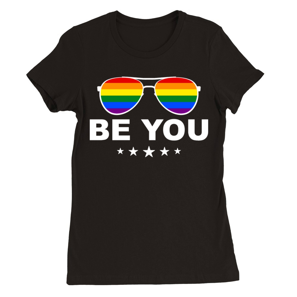 Be You LGBT Rainbow Sunglasses Premium Womens Crewneck T-shirt