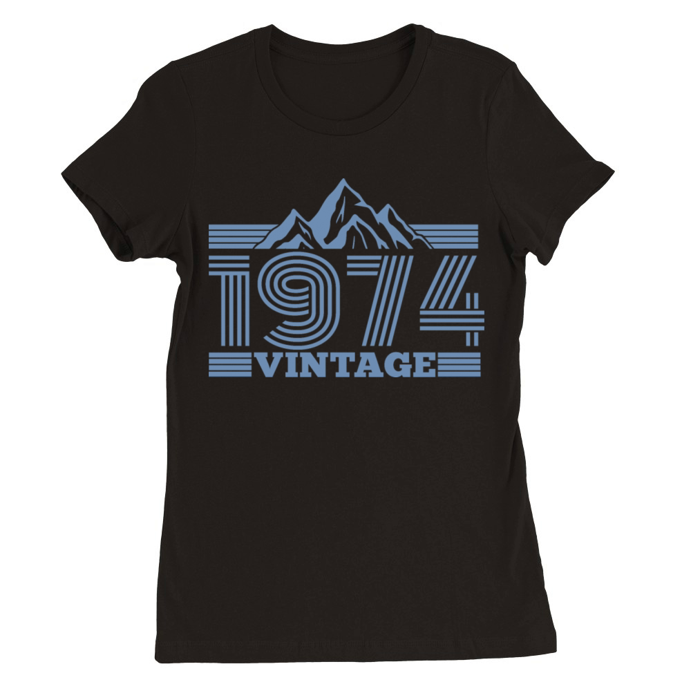 vintage 1974 birthday mountains hiking climbing Premium Womens Crewneck T-shirt