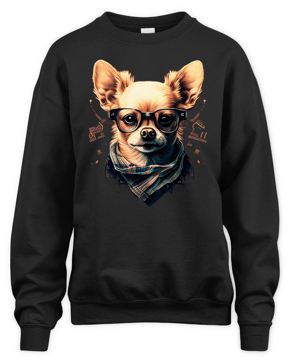 Chihuahua - Hipster Glasses Cool Dog Cute Modern Unisex Premium Crewneck Sweatshirt