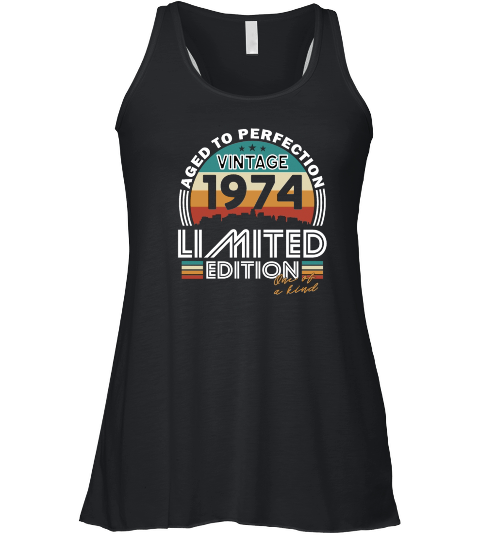 50th birthday vintage 1974 born in 1974 Women's Flowy Tank Top