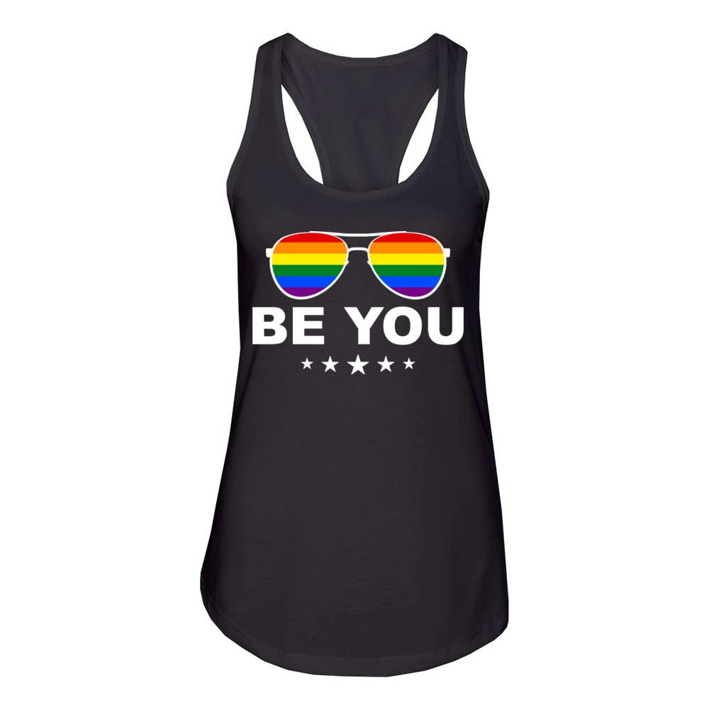Be You LGBT Rainbow Sunglasses Women's Racerback Tank