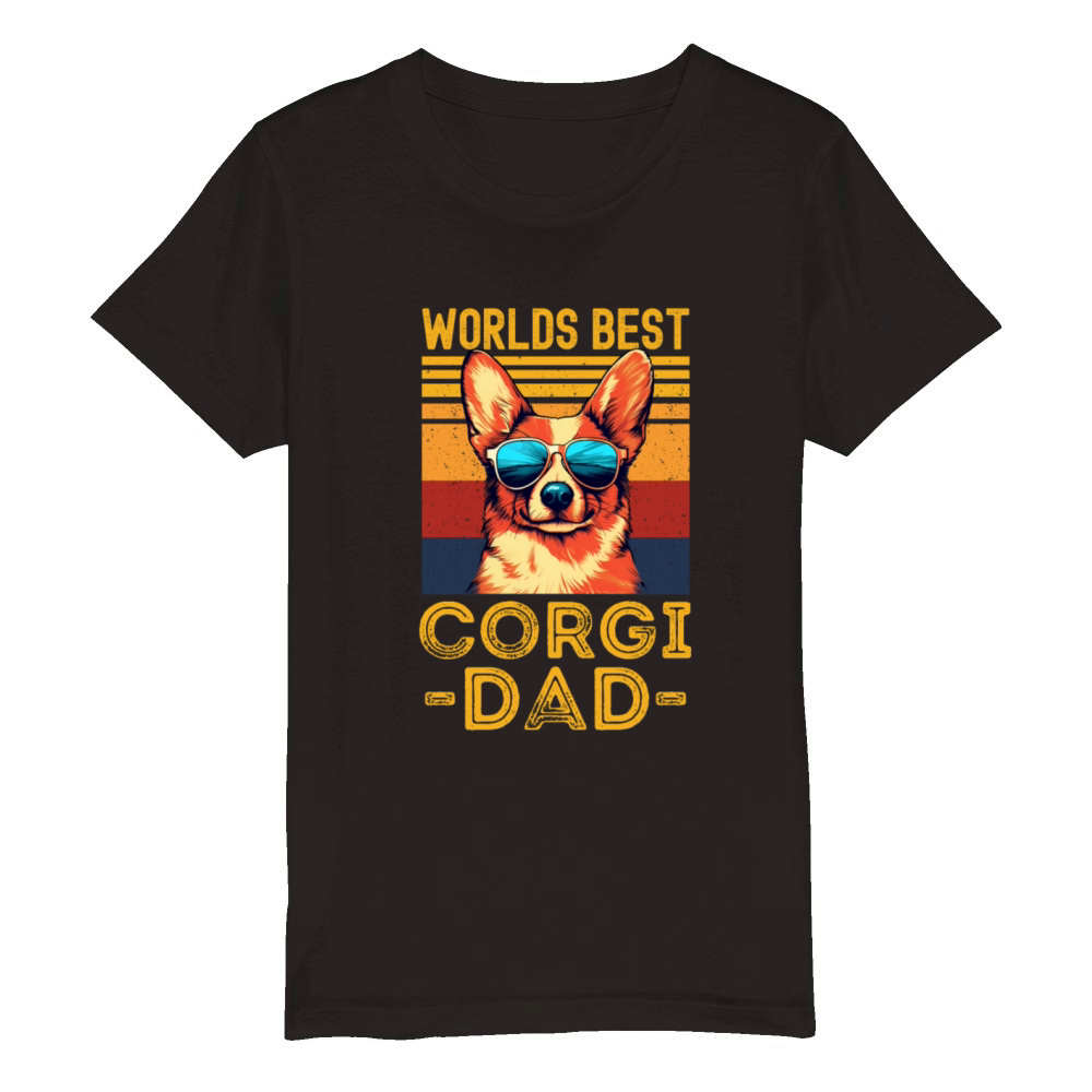 Corgi with sunglasses retro Organic Kids Crewneck T-shirt
