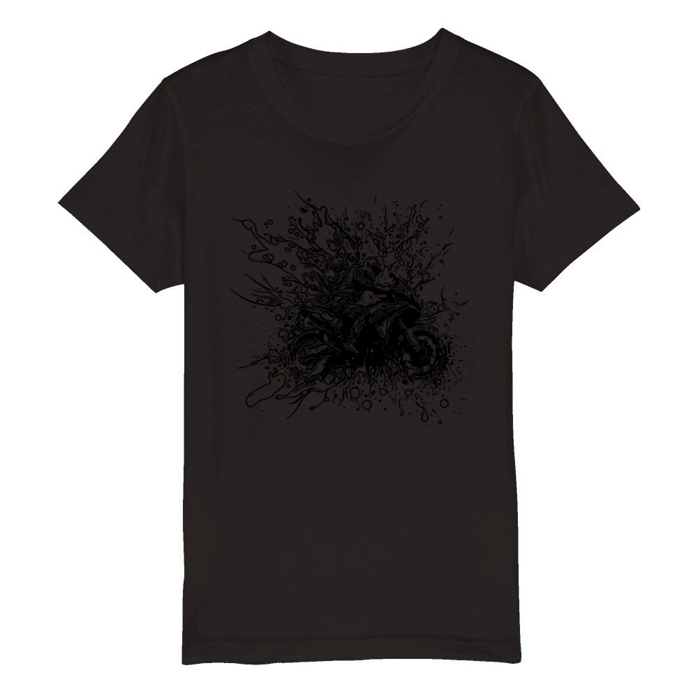 Splash Style Motorcyclist Off-road Driving Tattoo Organic Kids Crewneck T-shirt