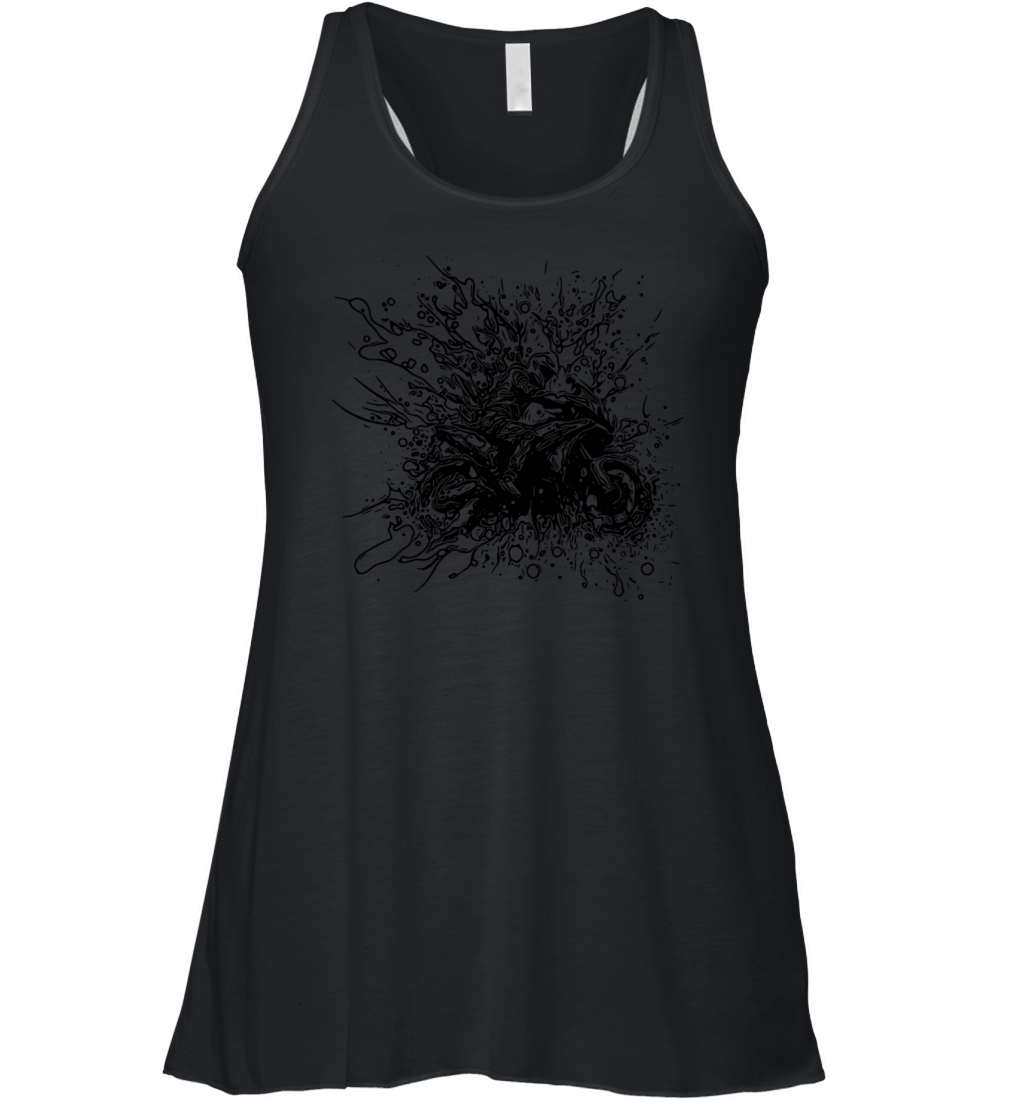 Splash Style Motorcyclist Off-road Driving Tattoo Women's Flowy Tank Top