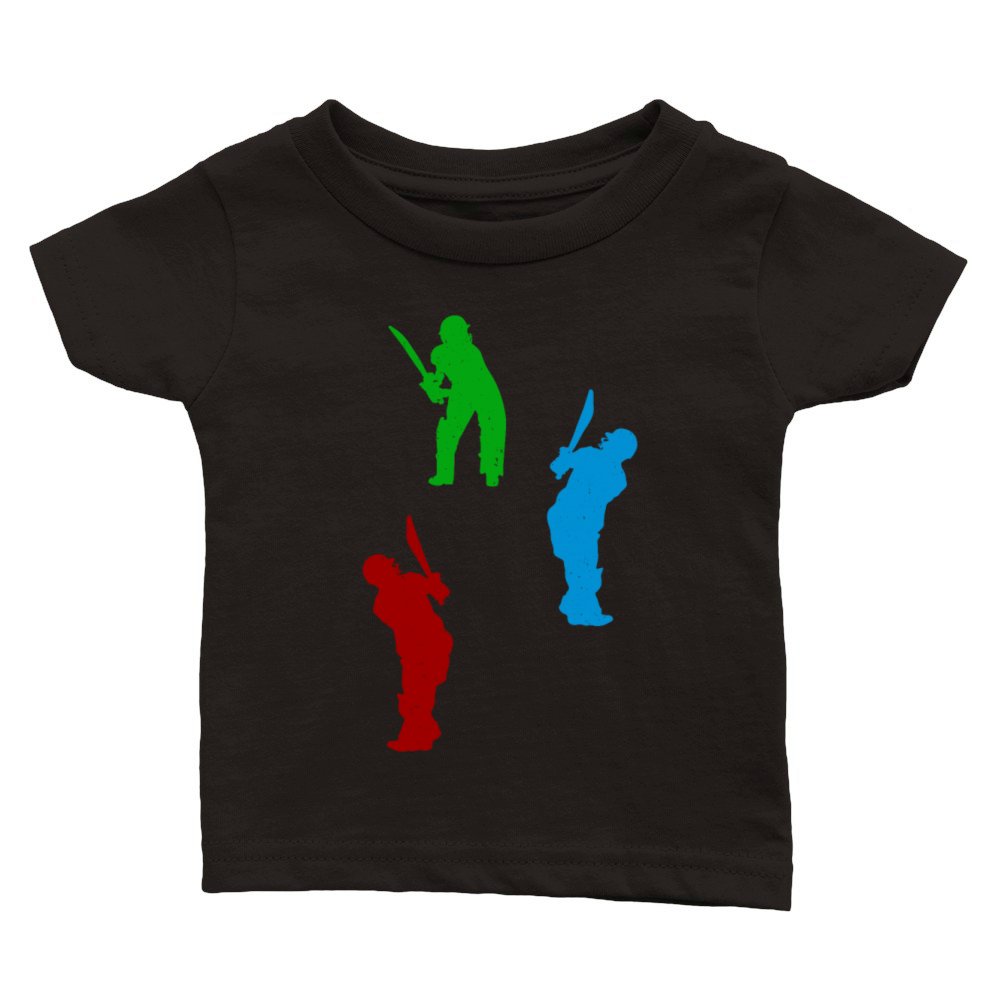 Cricketing Silhouette Cricket Player Silhouettes C Classic Baby Crewneck T-shirt