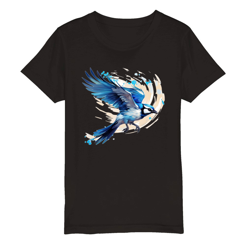 Blue Jay Bird Watching Vintage Birding Birdwatcher Organic Kids Crewneck T-shirt