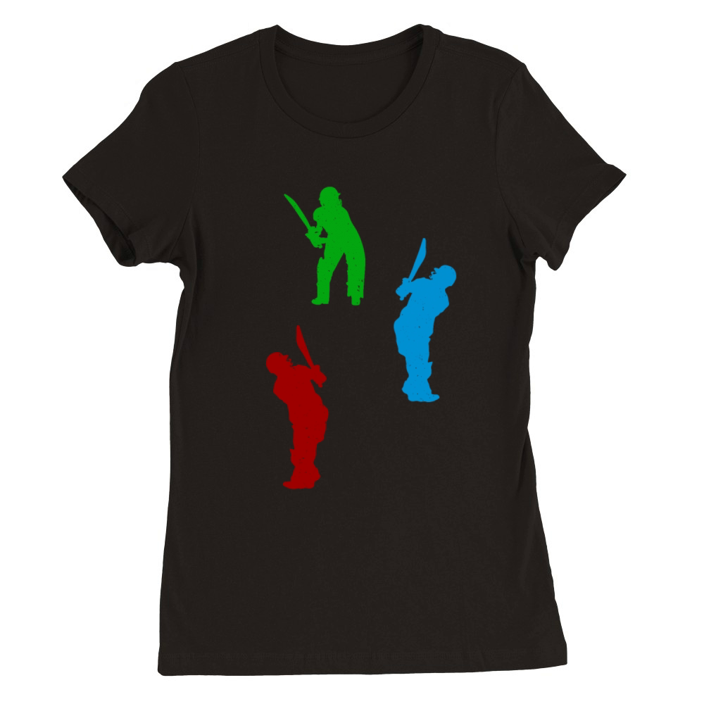 Cricketing Silhouette Cricket Player Silhouettes C Premium Womens Crewneck T-shirt