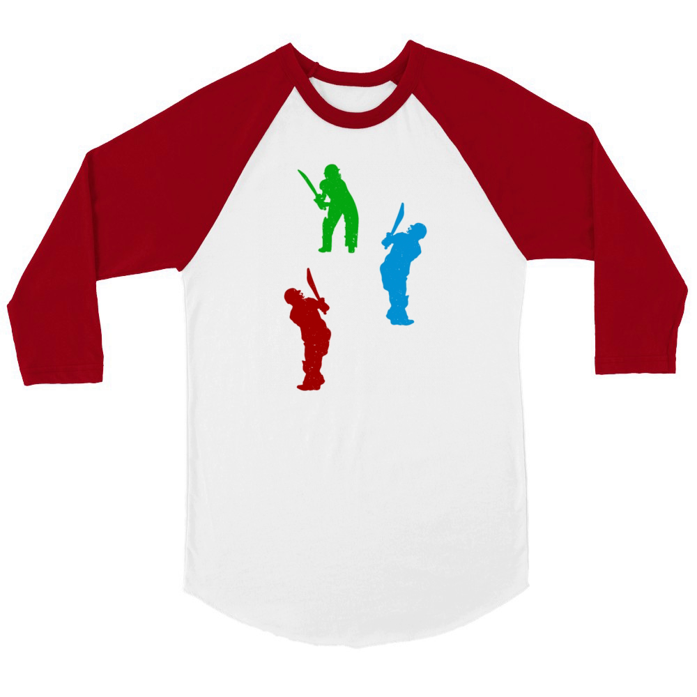 Cricketing Silhouette Cricket Player Silhouettes C Unisex ¾ sleeve Raglan T-shirt