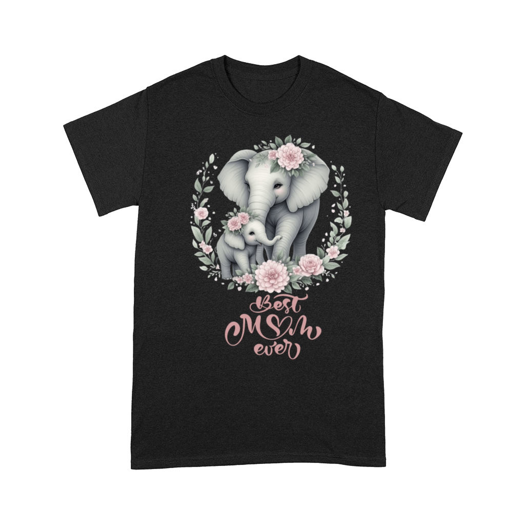 Best Mom Ever Elephant Floral Crown Motherhood Comfort T-shirt