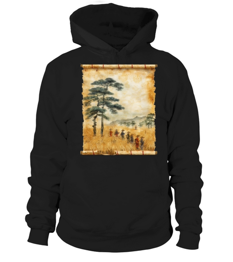 Farming Papyrus Scroll Japanese Art Farmer Rice Hoodie Unisex