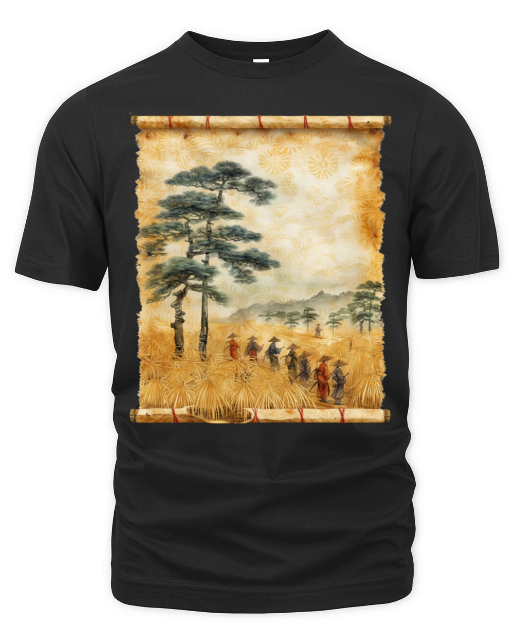 Farming Papyrus Scroll Japanese Art Farmer Rice Organic Unisex T-shirt