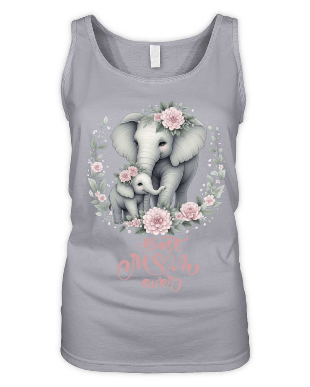Best Mom Ever Elephant Floral Crown Motherhood Organic Women's Tank Top