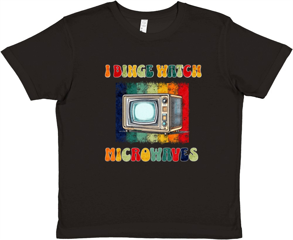 Groovy Binge Watch Microwave Tshirt Vintage Retro Premium Kids Crewneck T-shirt
