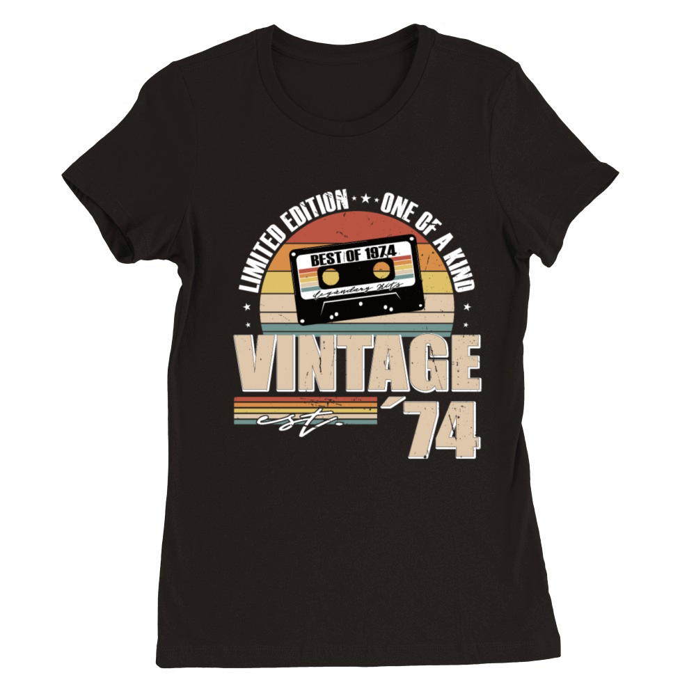 50th birthday vintage 1974 born in 1974 Premium Womens Crewneck T-shirt