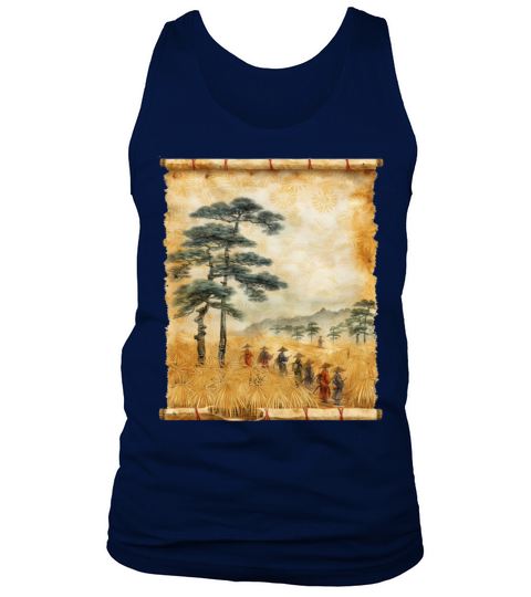 Farming Papyrus Scroll Japanese Art Farmer Rice Tank Top Unisex