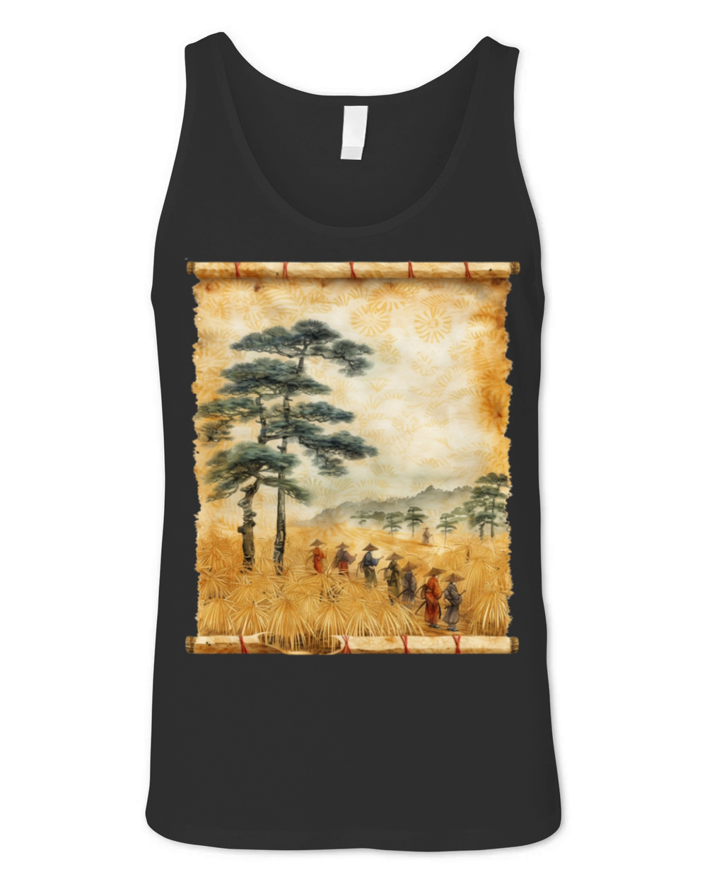 Farming Papyrus Scroll Japanese Art Farmer Rice Unisex Jersey Tank