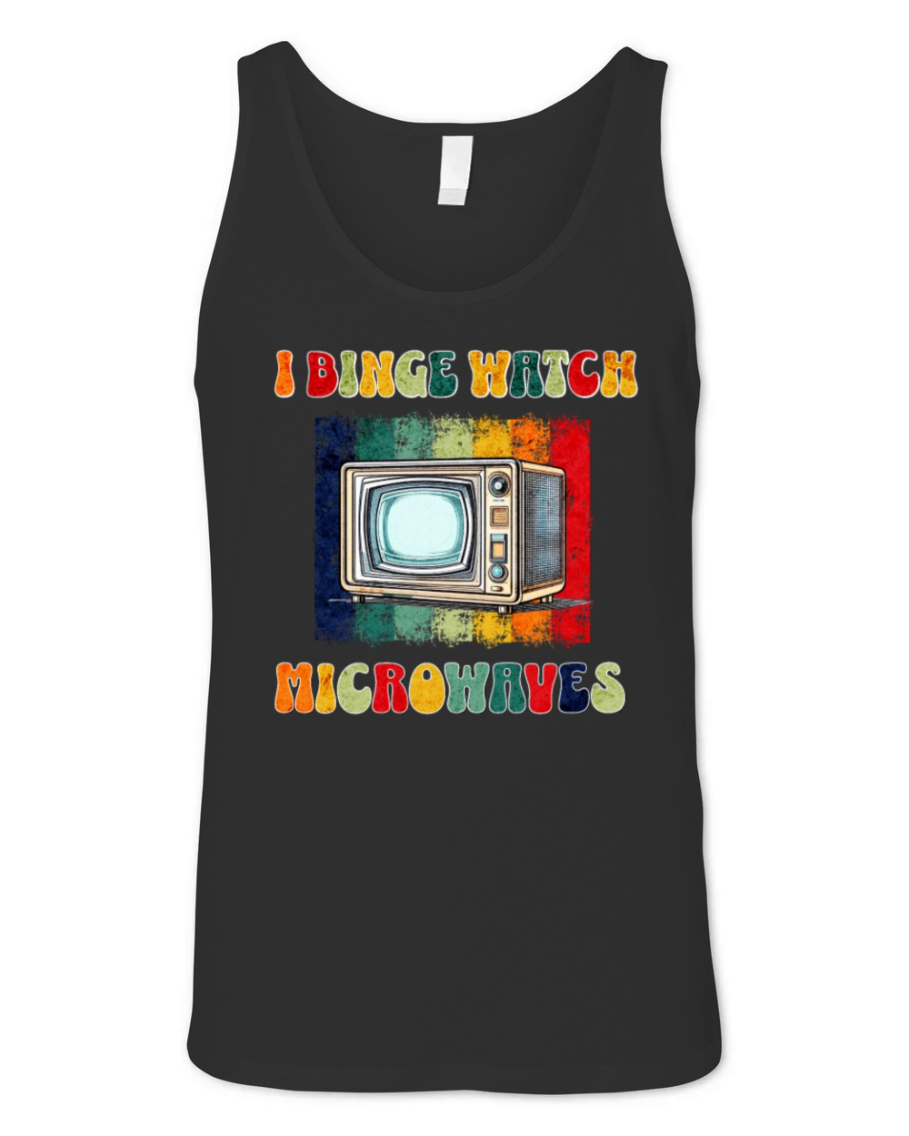Groovy Binge Watch Microwave Tshirt Vintage Retro Unisex Jersey Tank