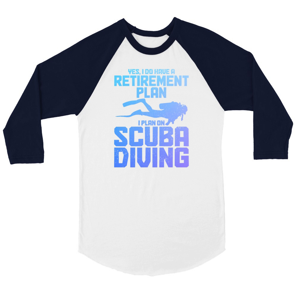 Scuba Diving Funny Vintage Diver Gift Unisex ¾ sleeve Raglan T-shirt