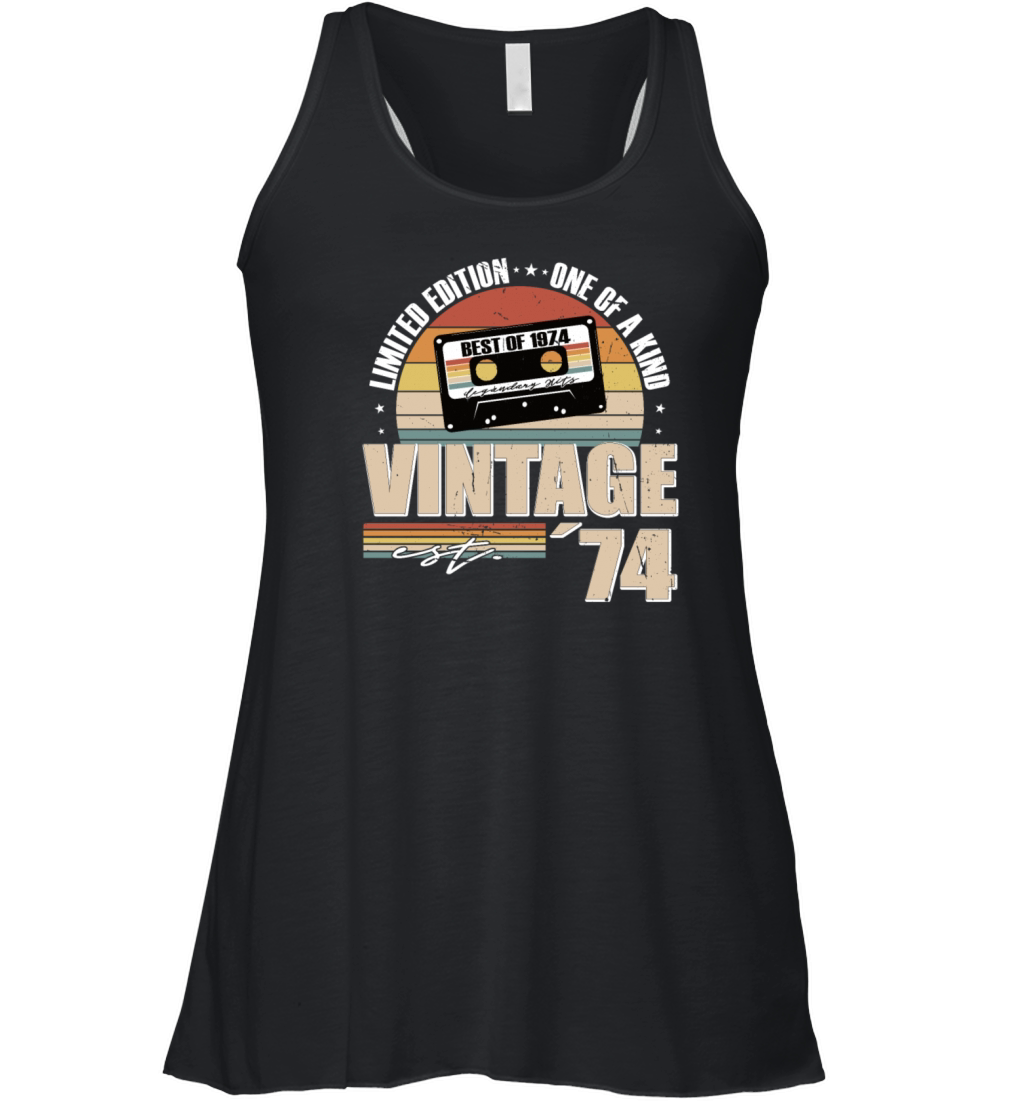 50th birthday vintage 1974 born in 1974 Women's Flowy Tank Top