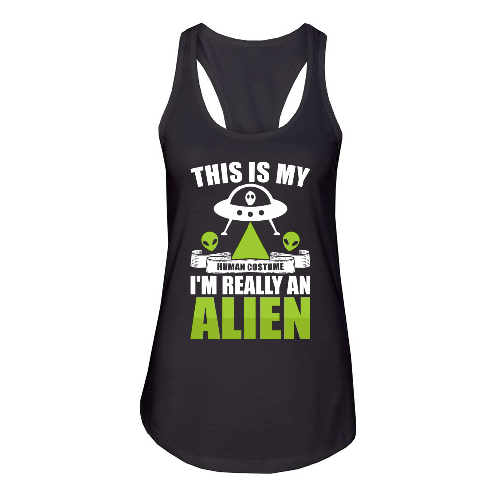 Vintage UFO Alien This Is My I Am Really An Alien Women's Racerback Tank