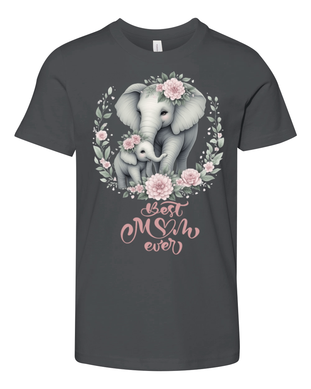 Best Mom Ever Elephant Floral Crown Motherhood Youth Unisex Jersey Tee