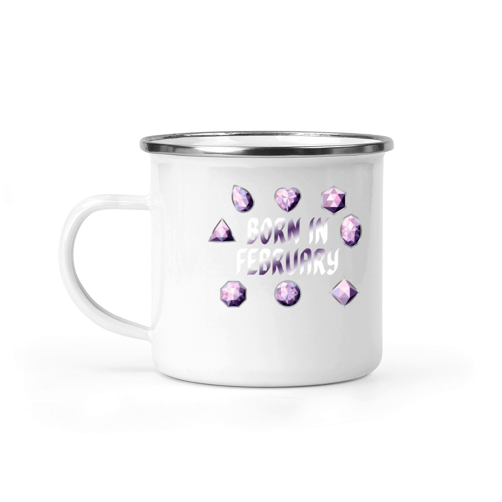 Born In February Purple Birthstone Gemstone Camping Mug
