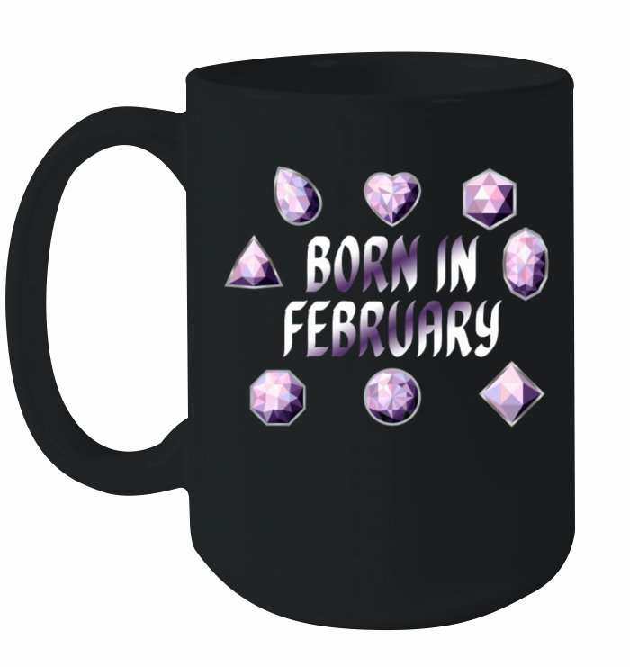 Born In February Purple Birthstone Gemstone Ceramic Mug